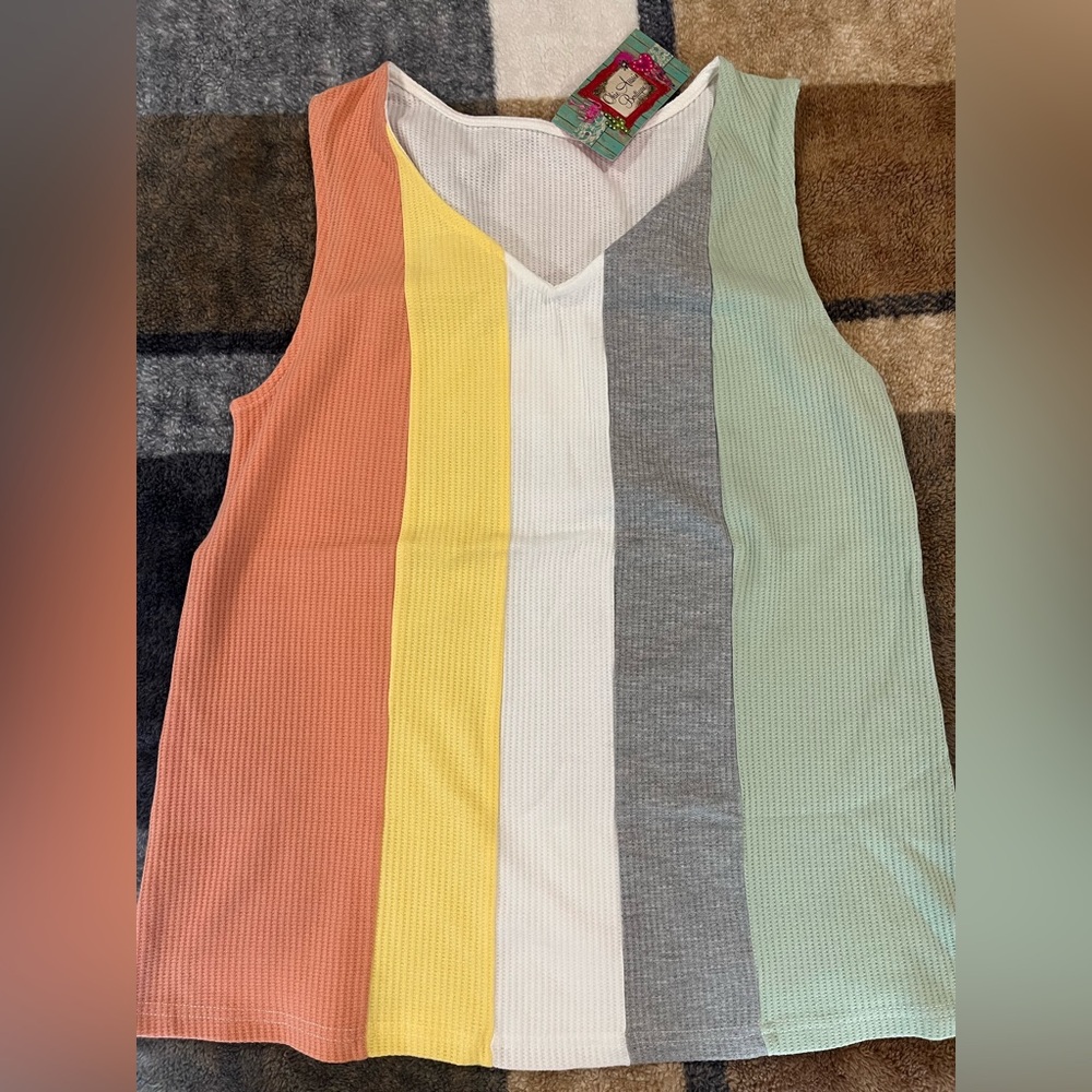 Textured Striped Sleeveless Top